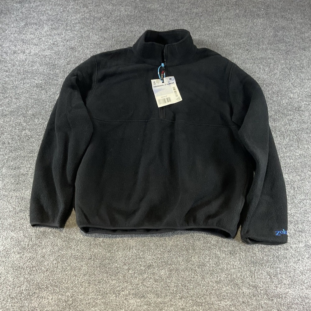 LL Bean Outdoors Mens Medium Black Quarter Zip Fleece Pullover Zolo Logo Vintage